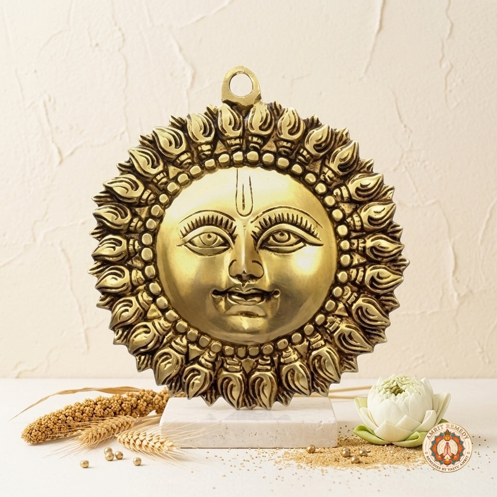 Pure Brass Surya Dev Wall Hanging (6 Inch)