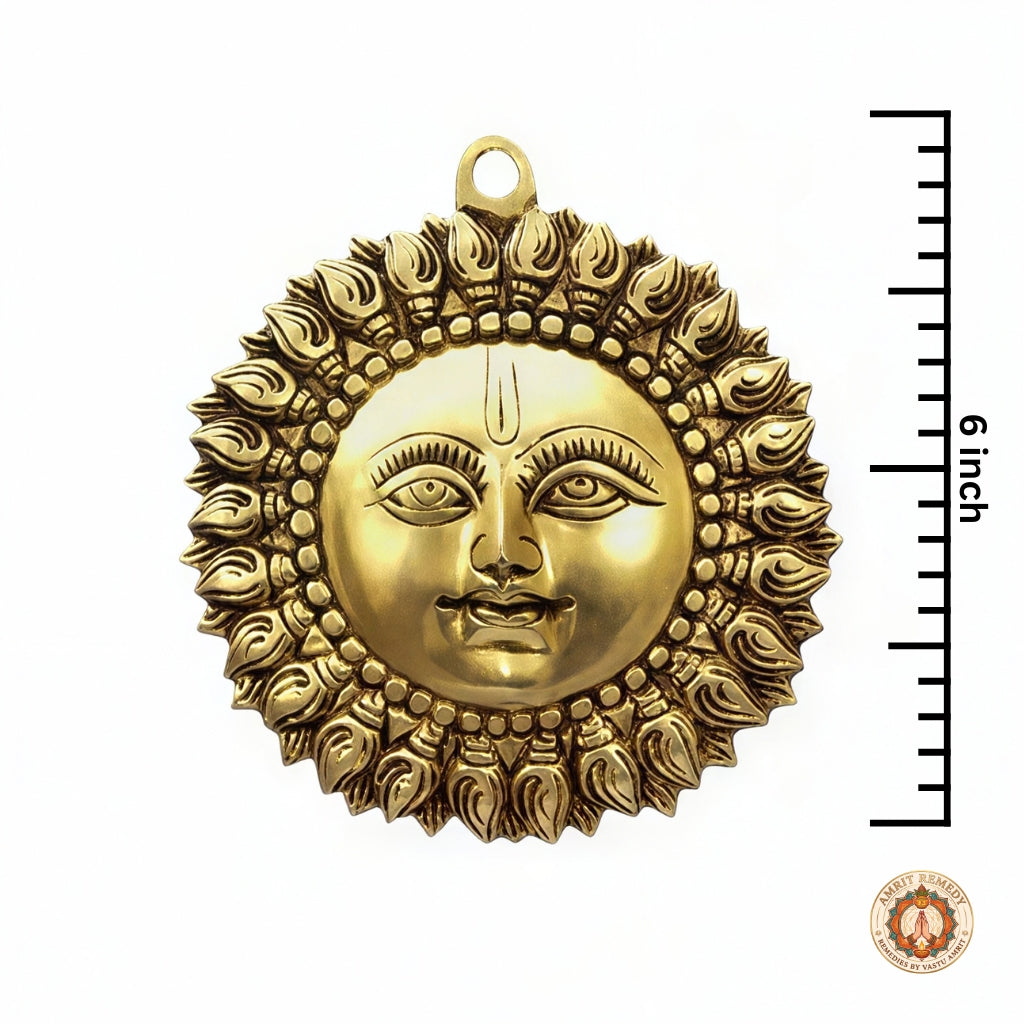 Pure Brass Surya Dev Wall Hanging (6 Inch)