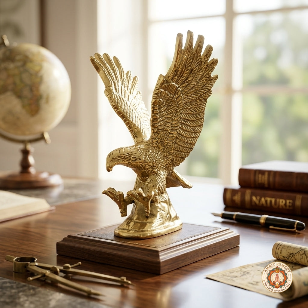 Pure Brass Soaring Eagle Idol (15 cm)- Remedy for Sharp Vision, Leadership & Career Success