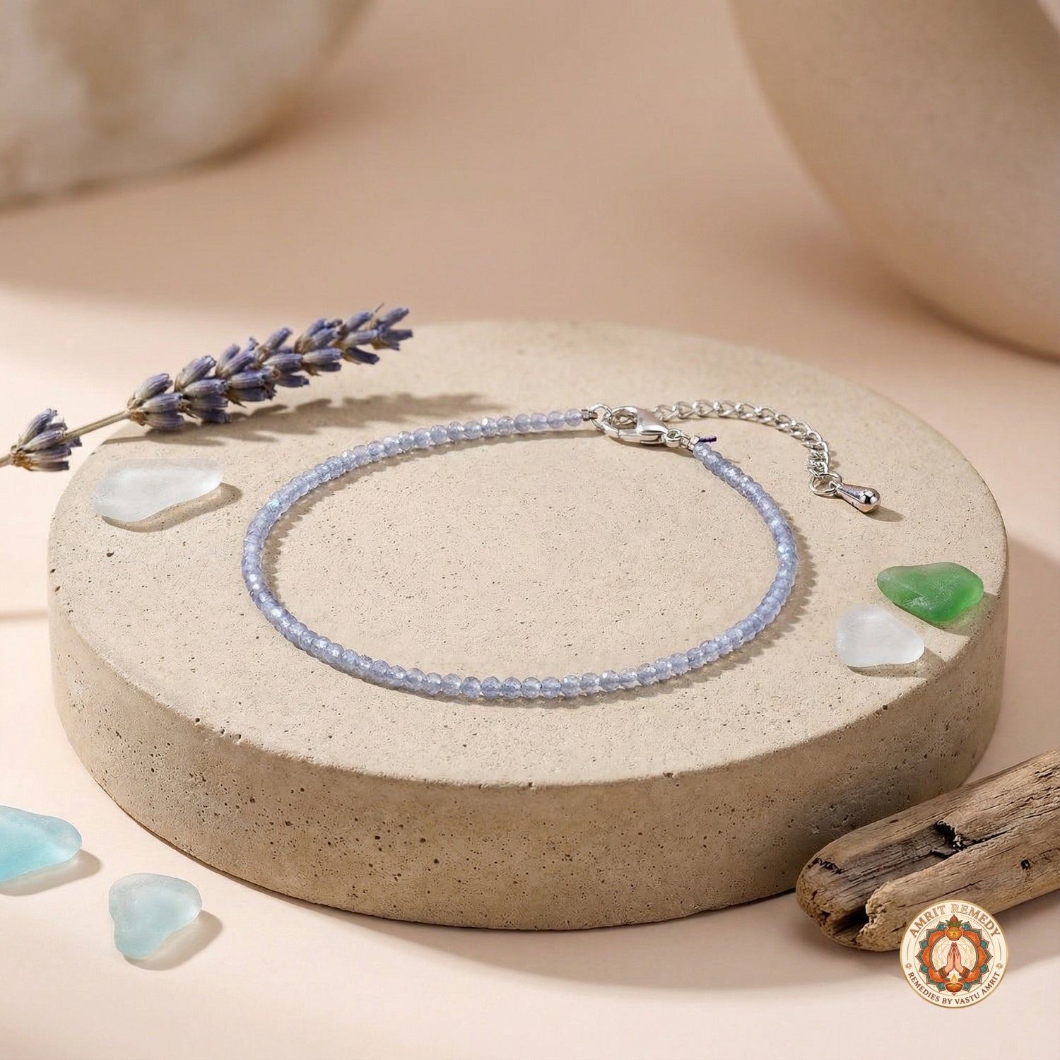 Natural Faceted Lavender Iolite Energy Anklet