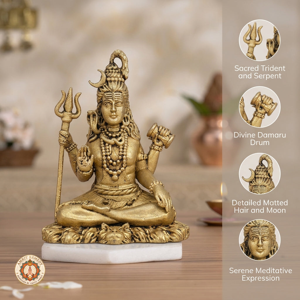 Brass Bholenath Murti for Peace, Meditation & Vastu (6.5 cm)
