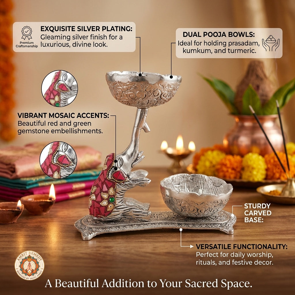 Auspicious Elephant Diya & Prasadam Bowl Set for Mandir, Diwali & Luxury Gifting