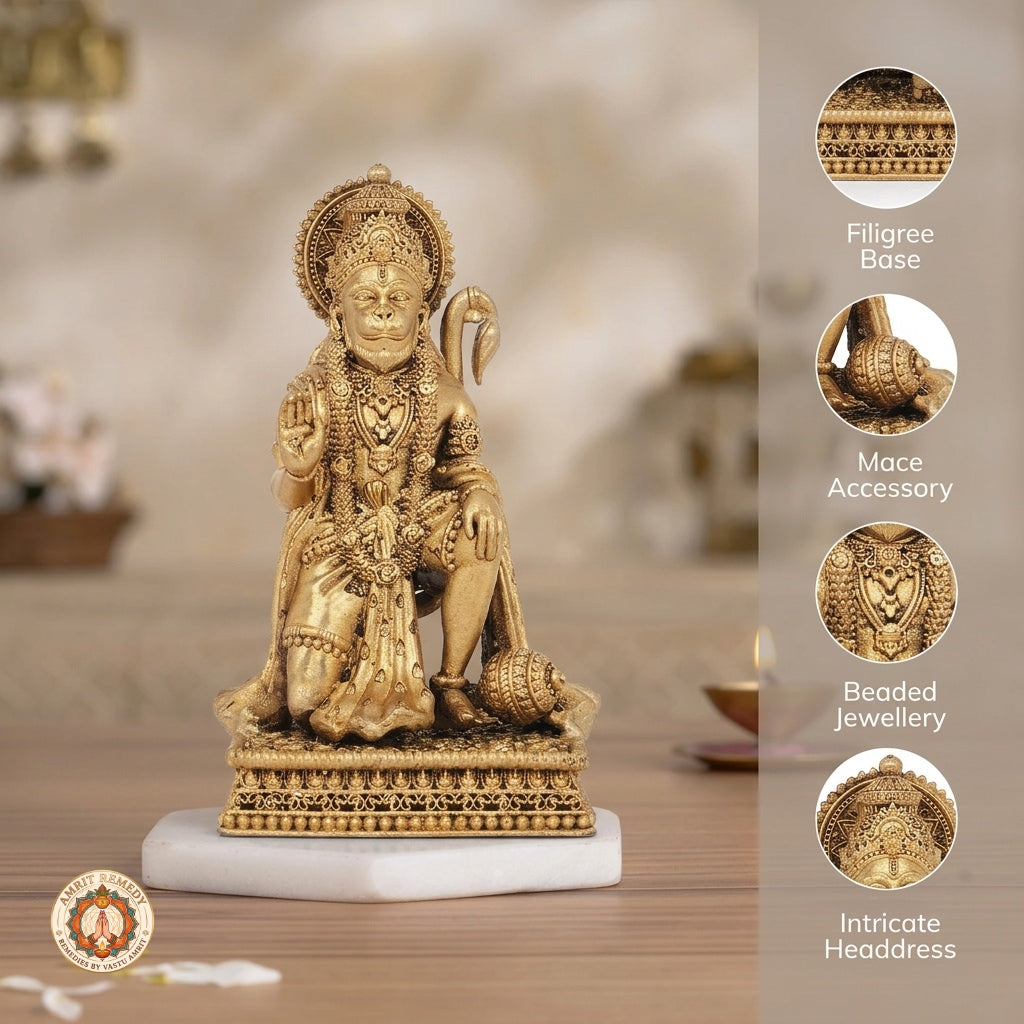 Brass Bajrangbali Murti for Courage, Protection & Vastu (13.5 cm)