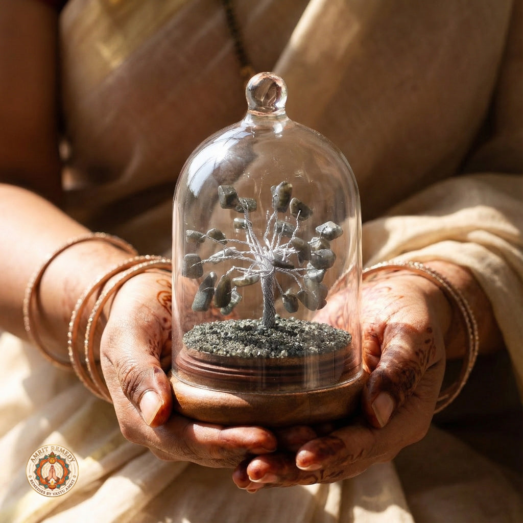 Abundance Pyrite Gemstone Dome Tree for Vastu & Wealth Decor (5 inch)