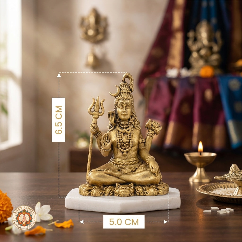 Brass Bholenath Murti for Peace, Meditation & Vastu (6.5 cm)