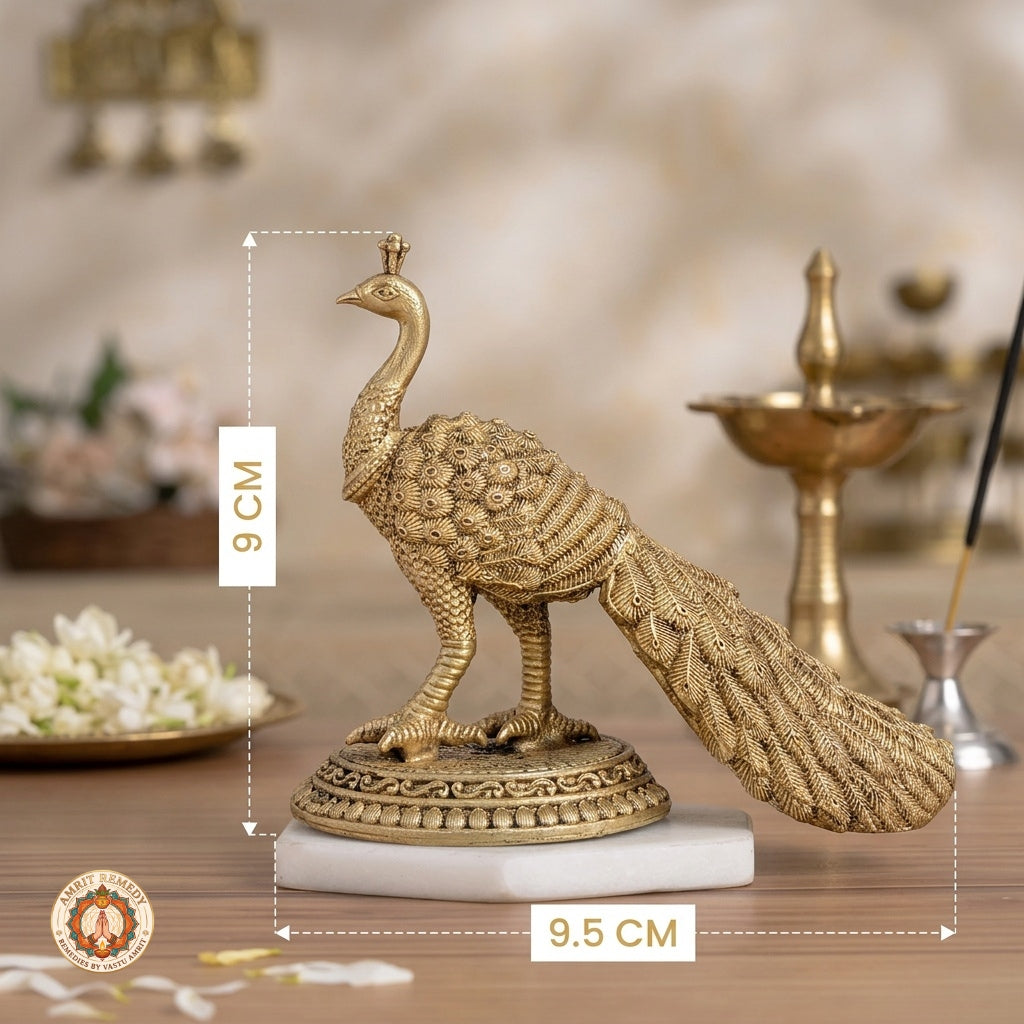 Brass Royal Peacock Showpiece for Home Decor & Vastu