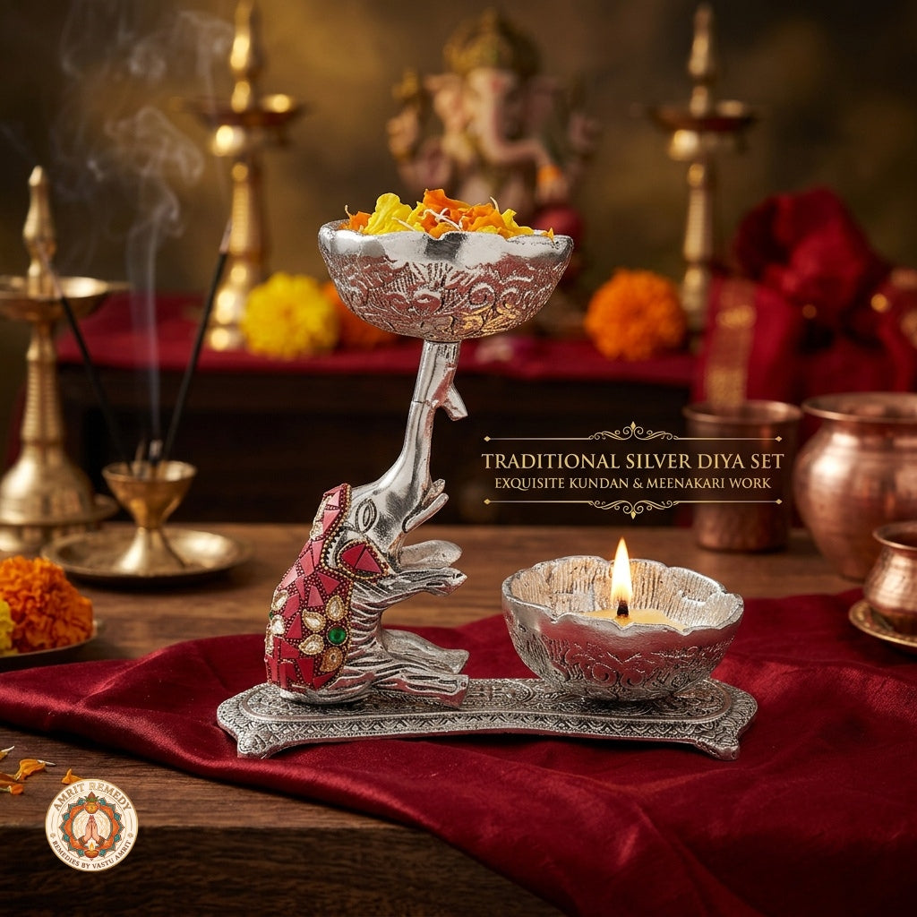 Auspicious Elephant Diya & Prasadam Bowl Set for Mandir, Diwali & Luxury Gifting