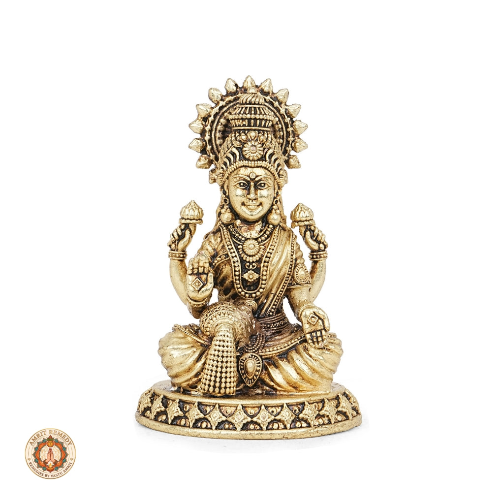 Brass Lakshmi Mata Murti for Home Mandir & Diwali Puja (9 cm)