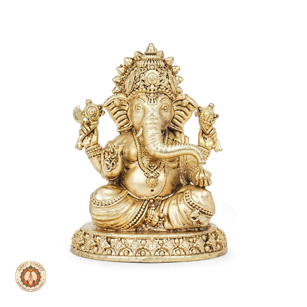 Brass Ganesha Murti for Prosperity, Wisdom & Vastu (9 cm)