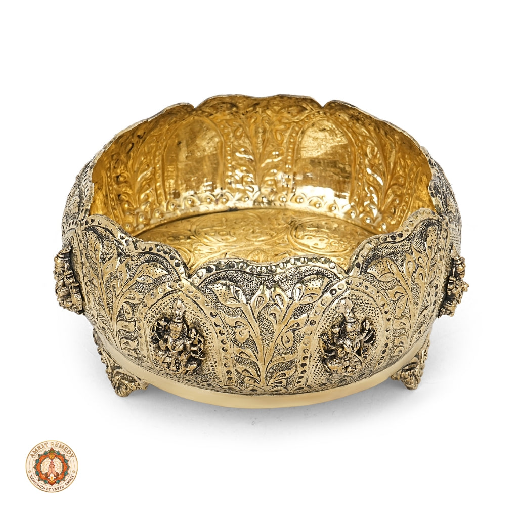 Brass Ashta Lakshmi Urli for Entrance, Vastu & Festive Decor