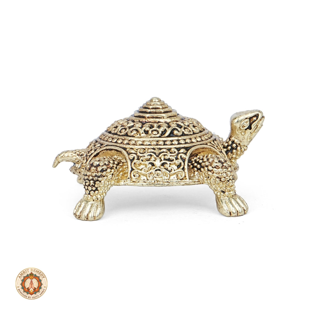 Brass Kurma Tortoise with Meru Shree Yantra for Home Mandir & Vastu (2.5 cm)