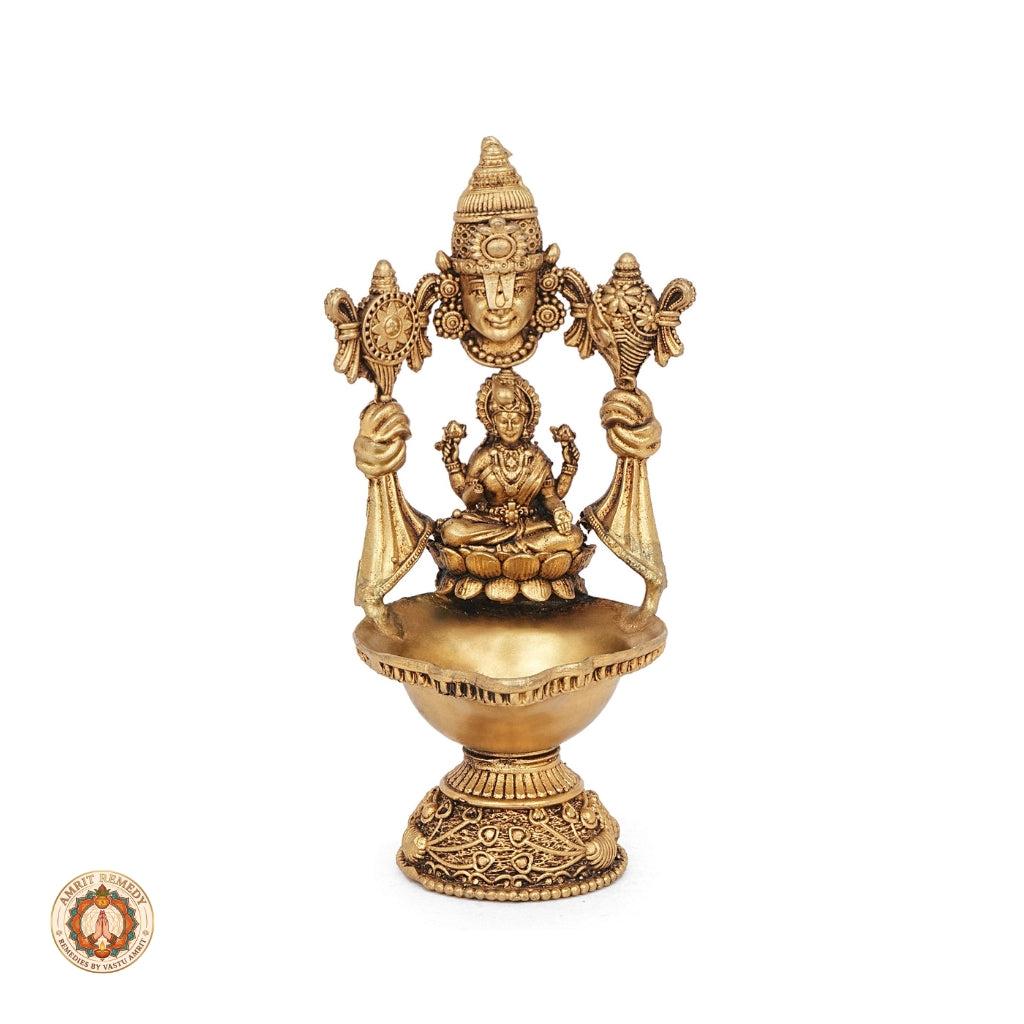 Brass Lakshmi Venkateswara Deepam for Vastu, Puja & Auspicious Decor