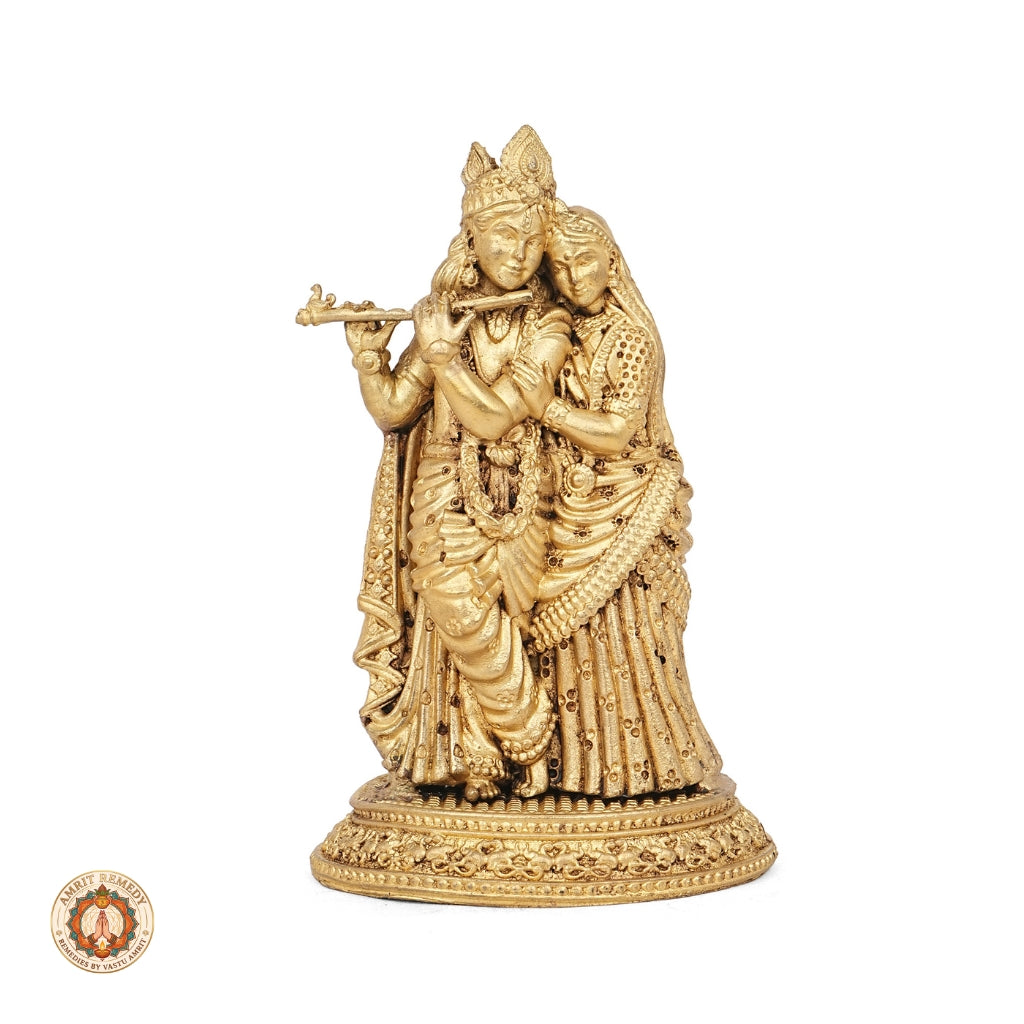 Brass Radha Krishna Murti for Love, Peace & Vastu (14.5 cm)