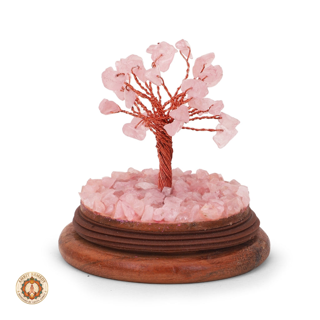 Rose Quartz Dome Crystal Tree for Love Attraction (5 inch)