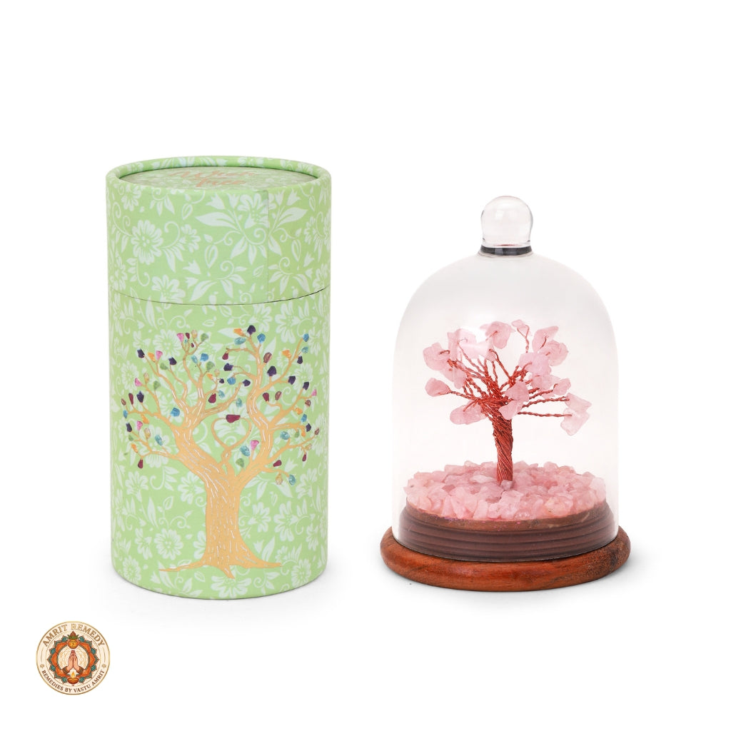 Rose Quartz Dome Crystal Tree for Love Attraction (5 inch)