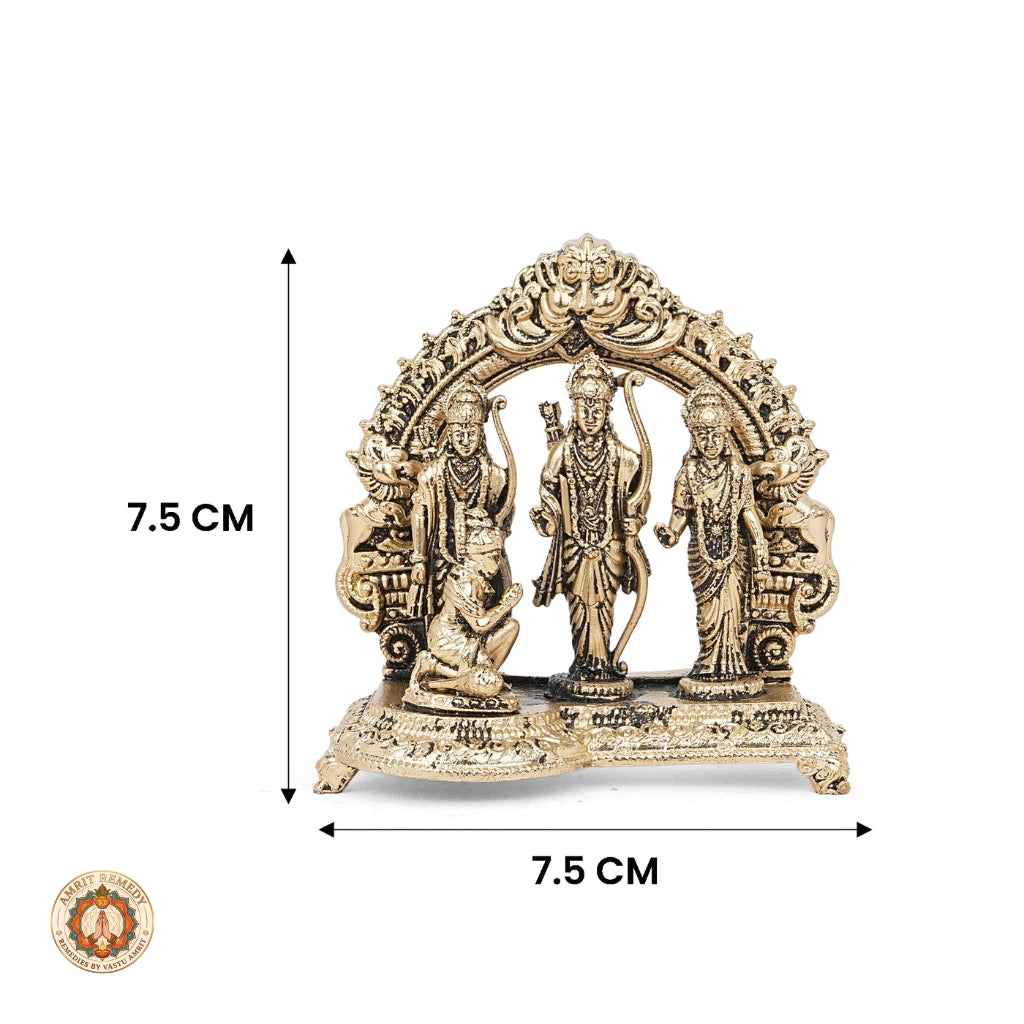 Brass Ram Darbar Murti with Carved Prabhavali for Mandir & Home Decor