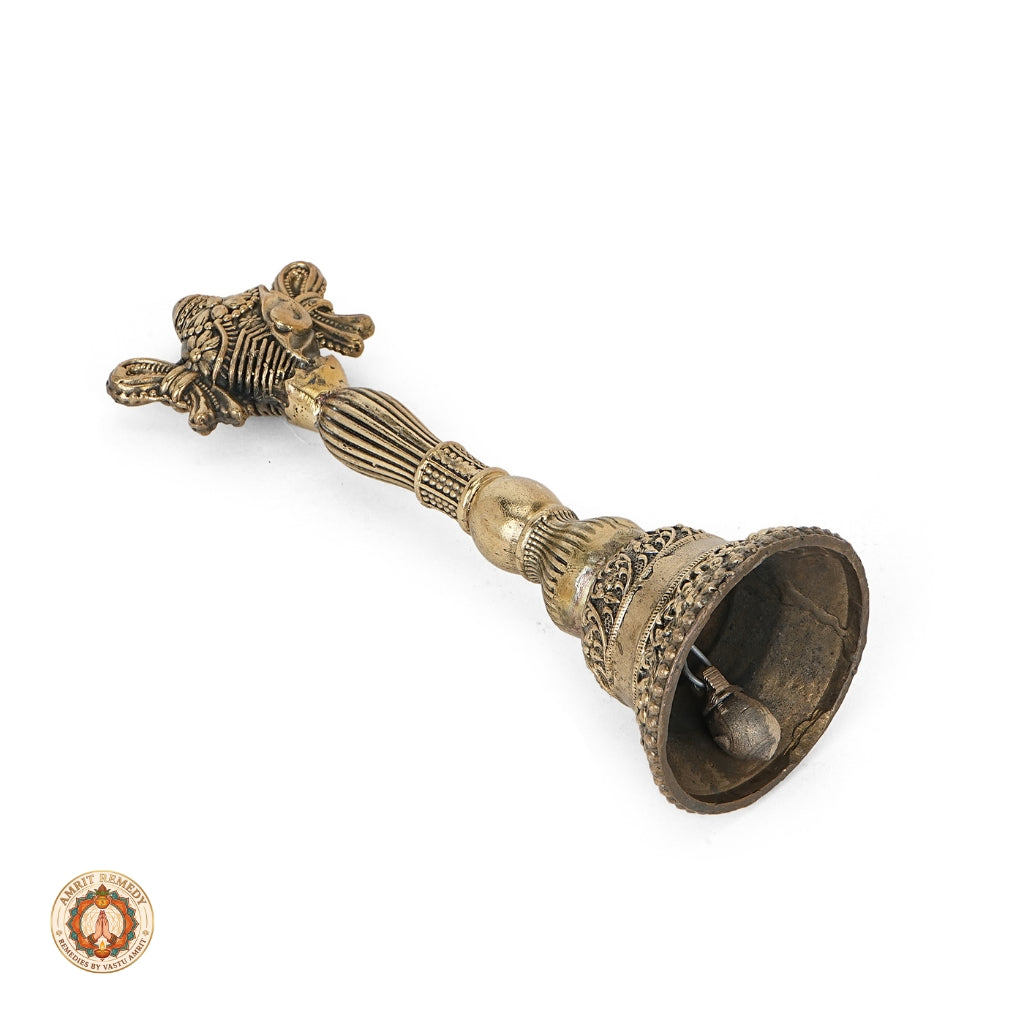 Handcrafted Brass Pooja Ghanti with Ganesha Shankh (19.5 cm)