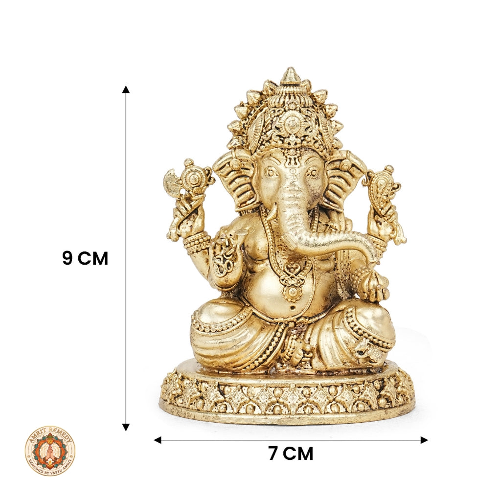 Brass Ganesha Murti for Prosperity, Wisdom & Vastu (9 cm)