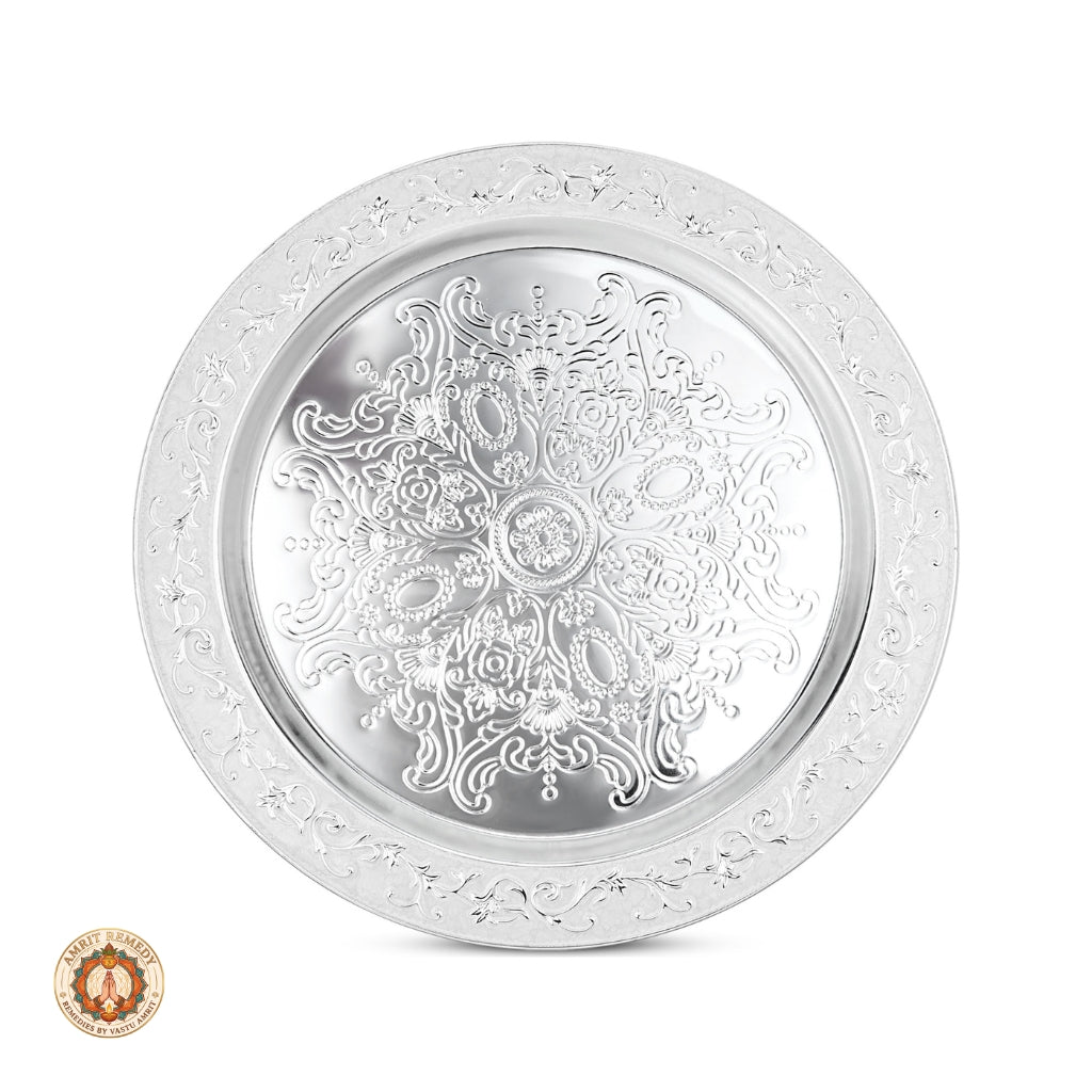 Auspicious Silver Plated Complete Mandir Thali Set in Leatherette Suitcase Gift Box