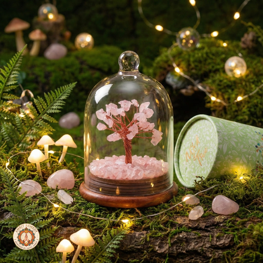 Rose Quartz Dome Crystal Tree for Love Attraction (5 inch)