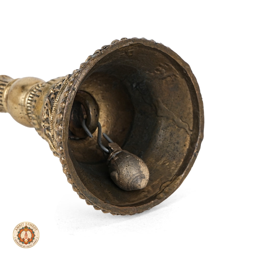 Handcrafted Brass Pooja Ghanti with Ganesha Shankh (19.5 cm)