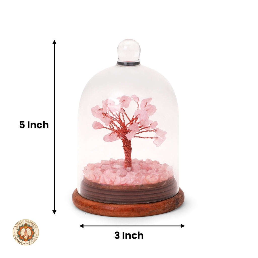Rose Quartz Dome Crystal Tree for Love Attraction (5 inch)