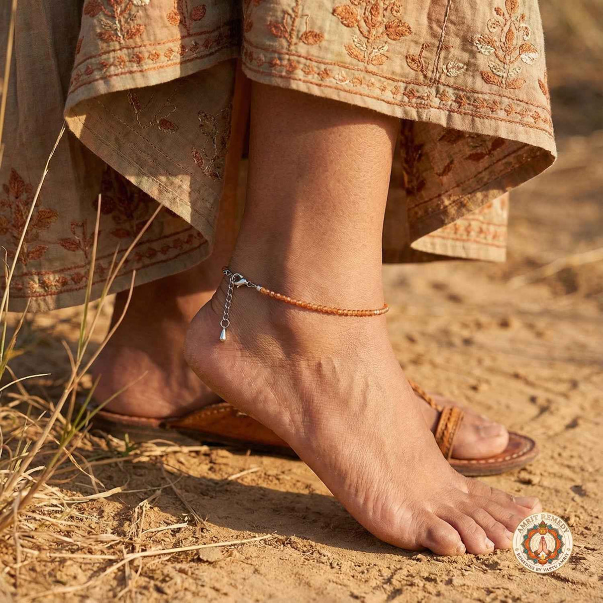 Natural Amber Gemstone Healing Anklet