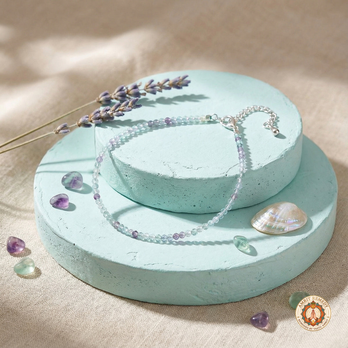 Natural Multi-Fluorite Crystal Healing Anklet