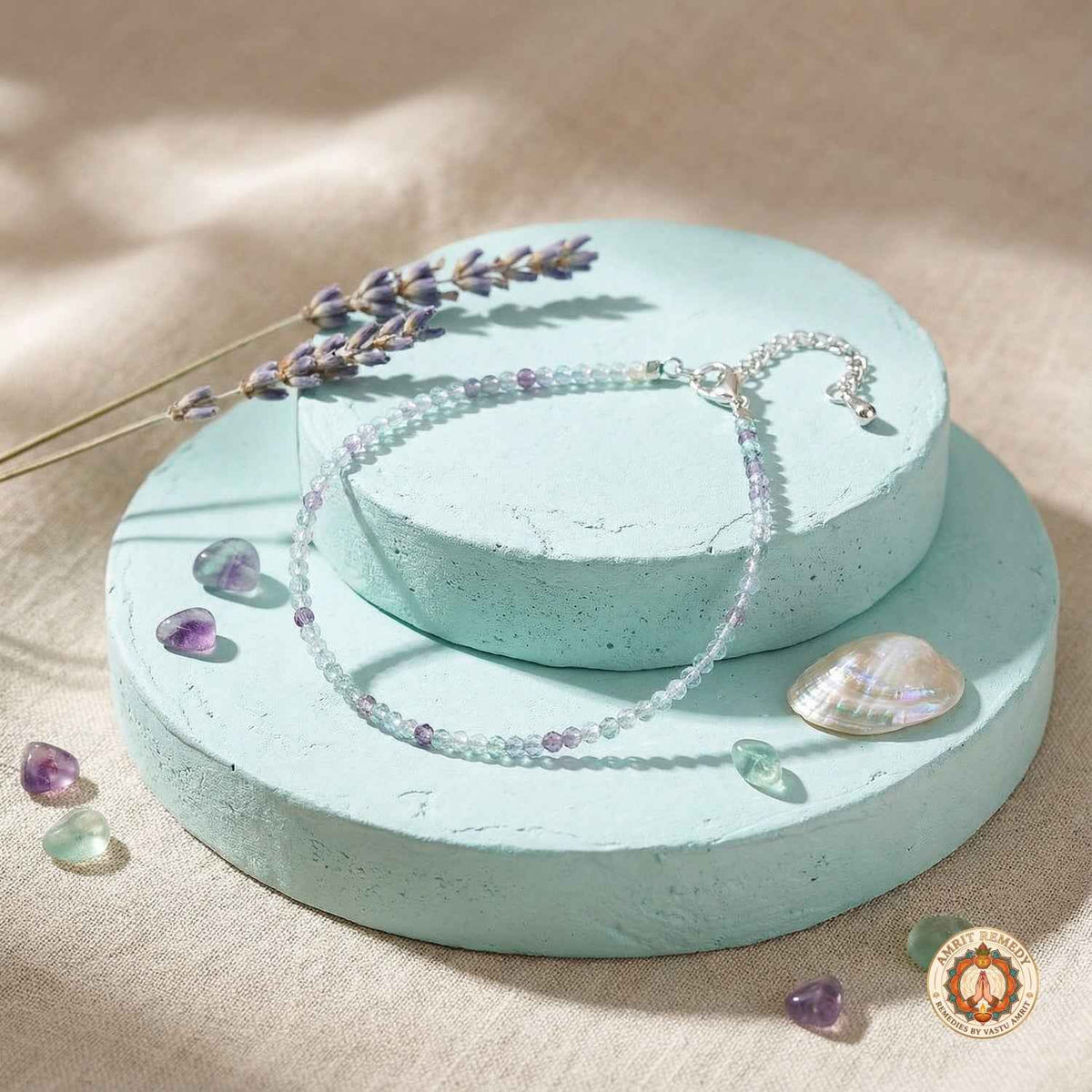 Natural Multi-Fluorite Crystal Healing Anklet