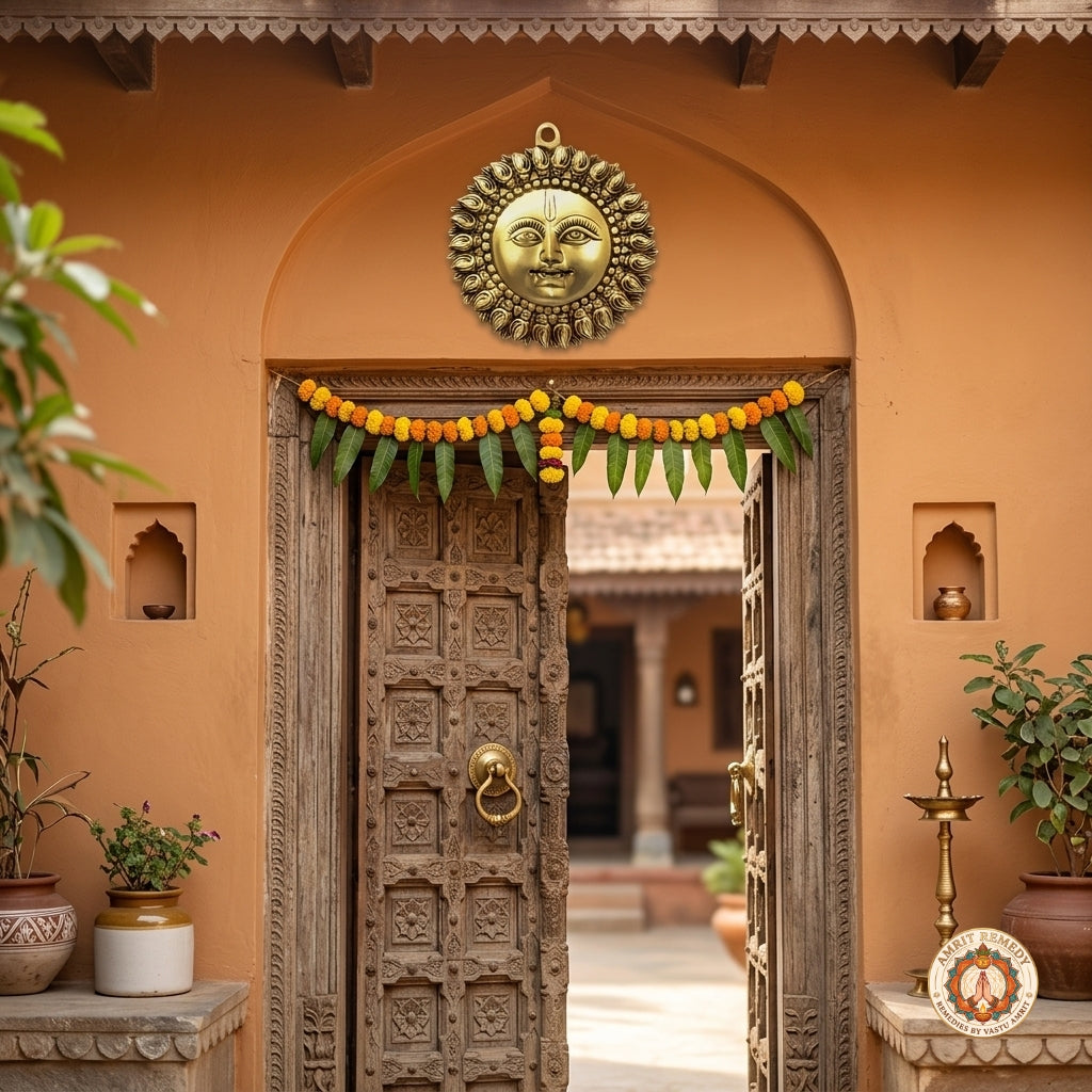 Pure Brass Surya Dev Wall Hanging (6 Inch)