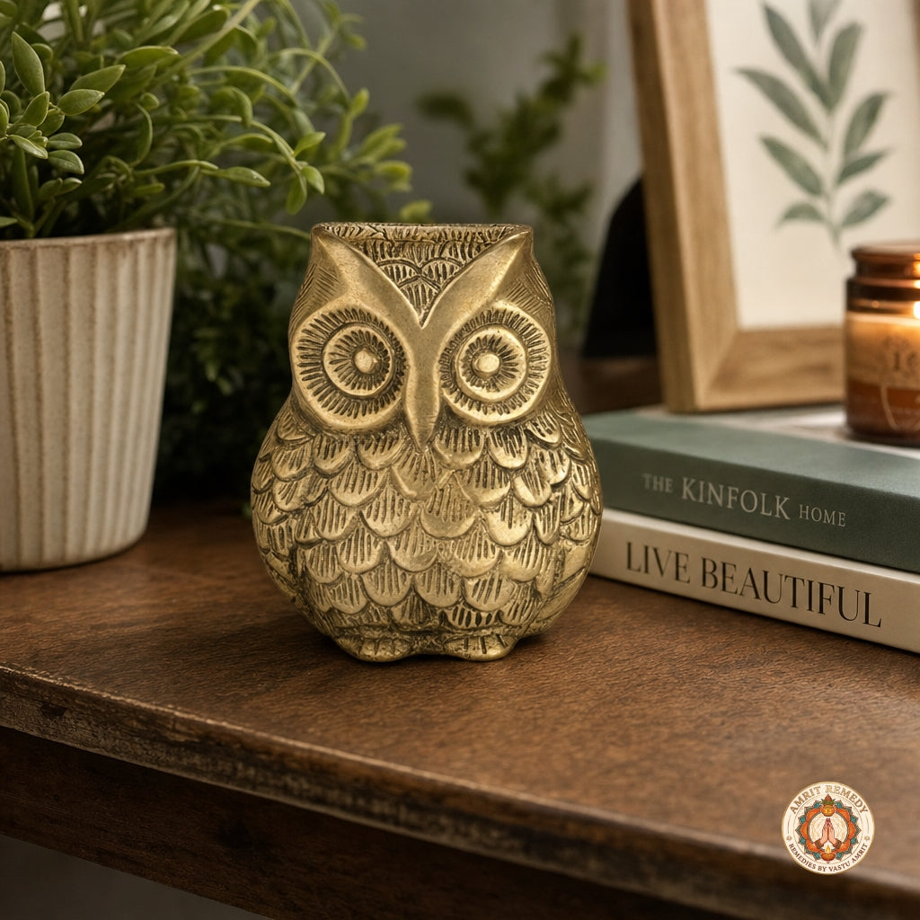 Pure Brass Vastu Owl Idol for Wealth, Wisdom & Positive Energy