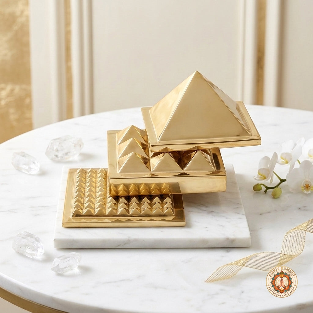 Pure Brass 3-Layer Vastu Pyramid
