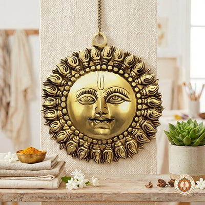 Pure Brass Surya Dev Wall Hanging (6 Inch)