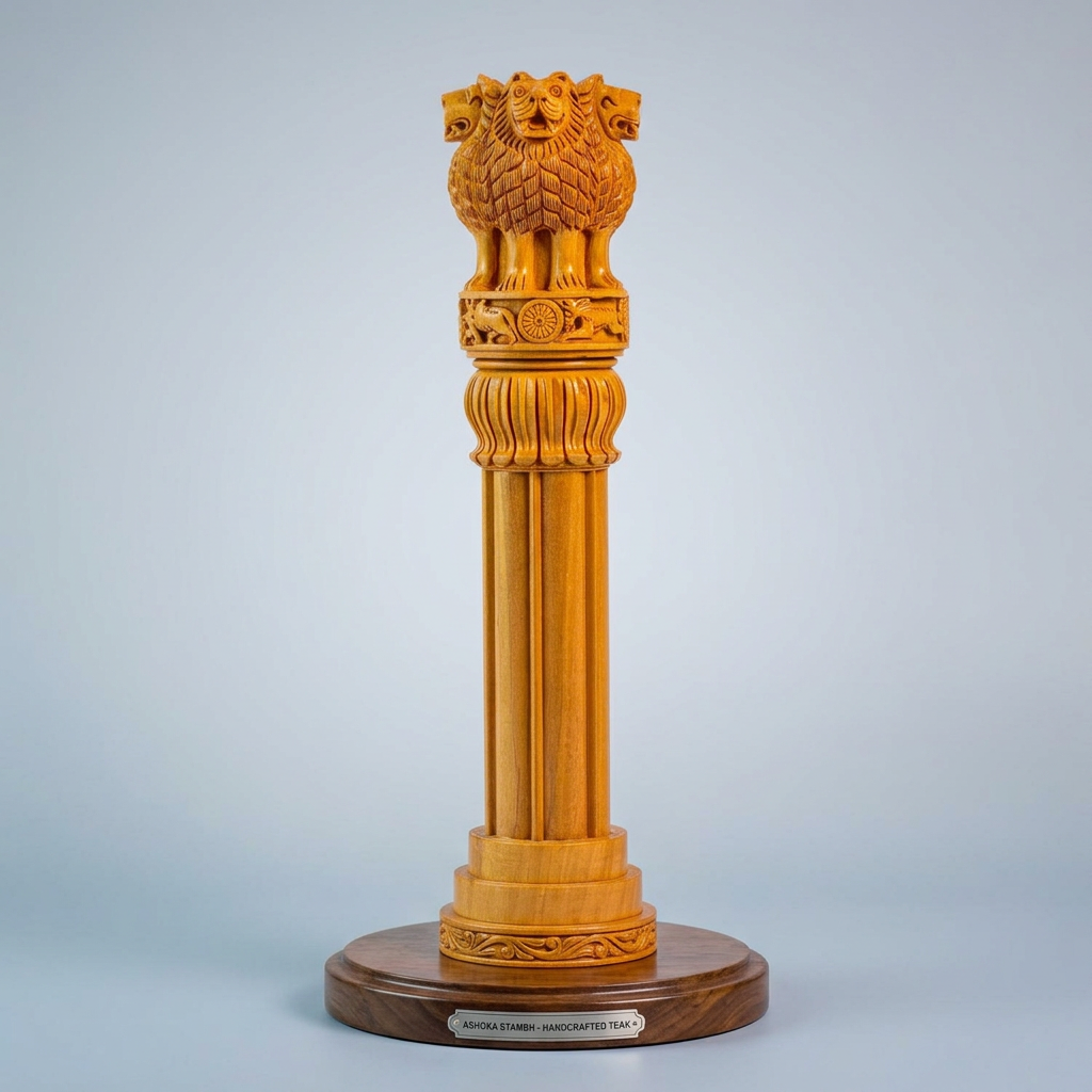 Wooden Ashok Stambh for Office Desk - Career, Government Work and Contracts Vastu