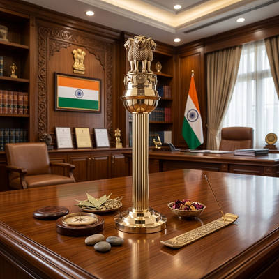 Pure Brass Ashoka Pillar: Vastu Remedy for Authority, Government Support & Career Growth