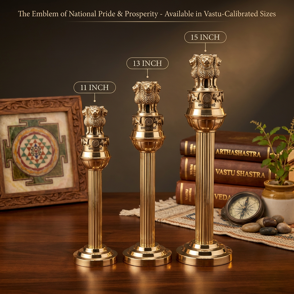 Pure Brass Ashoka Pillar: Vastu Remedy for Authority, Government Support & Career Growth
