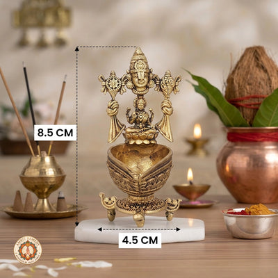 Brass Lakshmi Venkateswara Deepam for Vastu, Prosperity & Puja (8.5 cm)