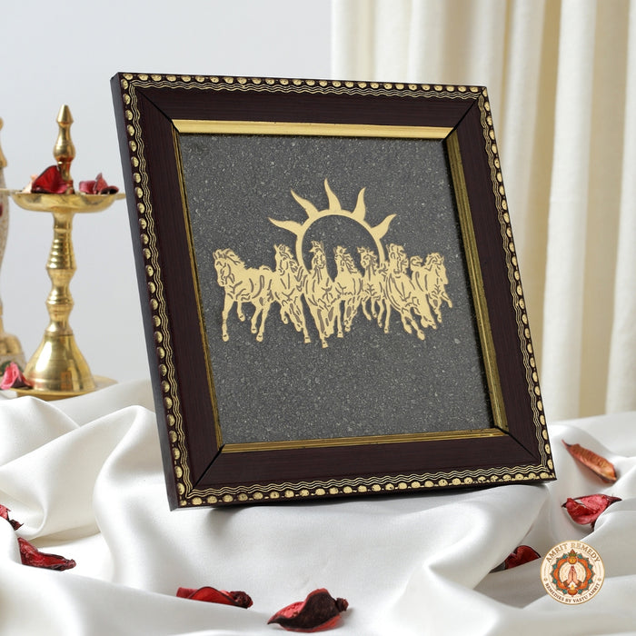 7 Horses on Raw Pyrite Frame