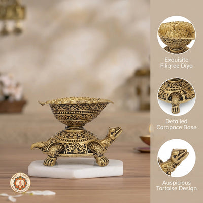 Brass Kachua Diya for Wealth, Longevity & Vastu (4.5 cm)