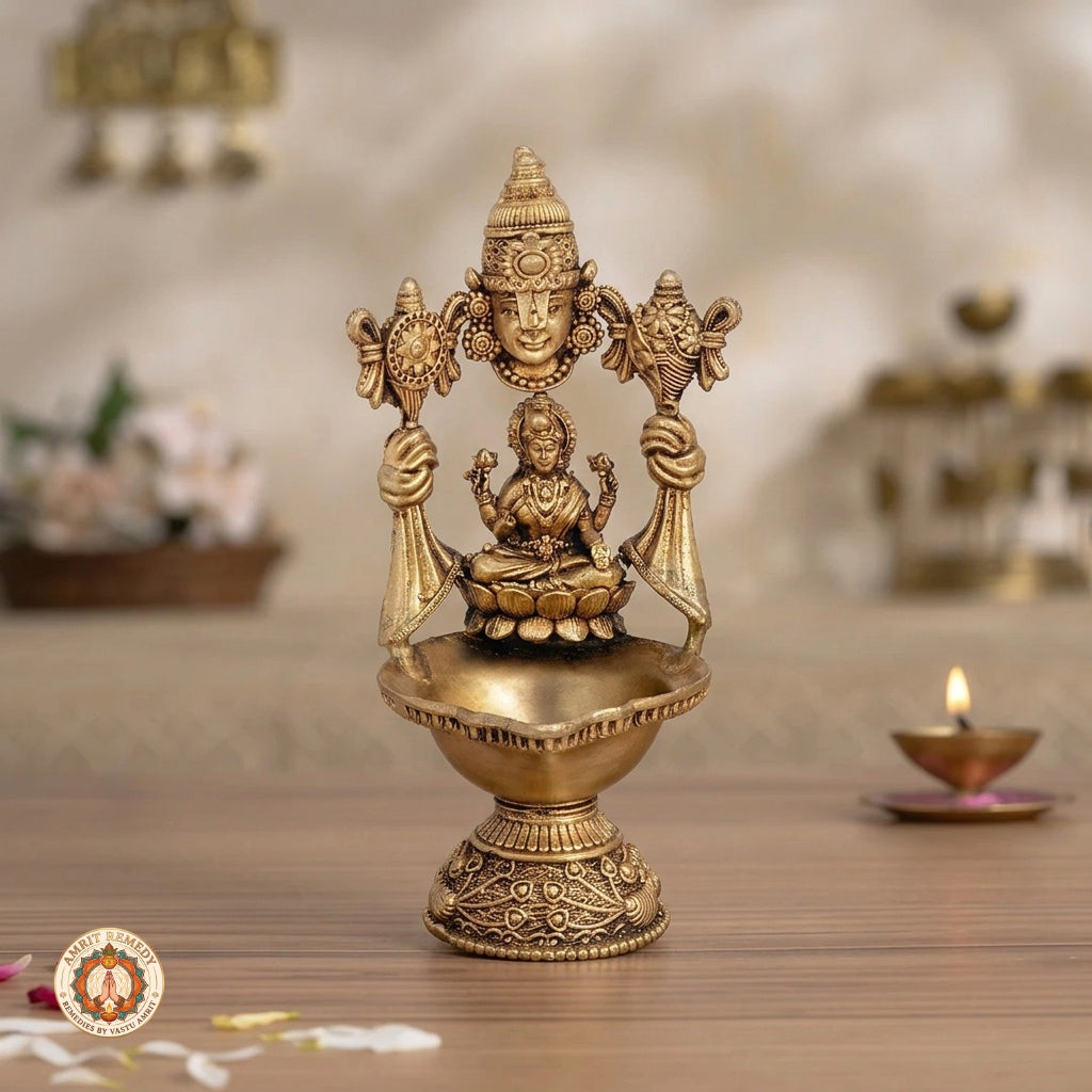 Brass Lakshmi Venkateswara Deepam for Vastu, Puja & Auspicious Decor