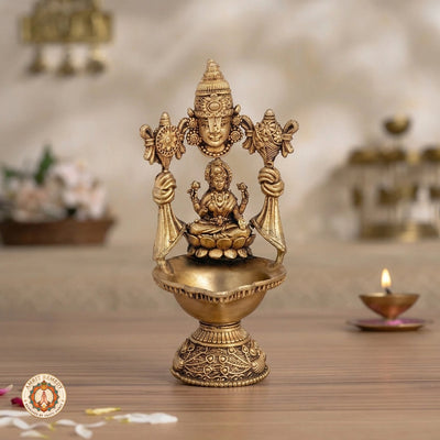 Brass Lakshmi Venkateswara Deepam for Vastu, Puja & Auspicious Decor