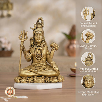 Brass Bholenath Murti for Peace, Meditation & Vastu (6.5 cm)