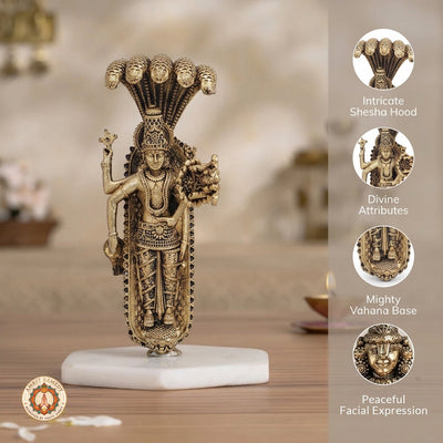 Brass Padmanabha Swamy Murti for Cosmic Peace, Vastu & Pooja