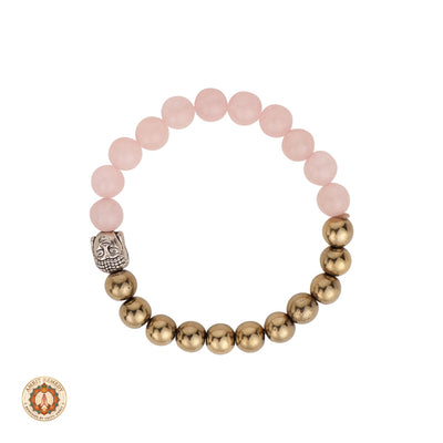 Rose Quartz & Golden Pyrite Bracelet with Buddha
