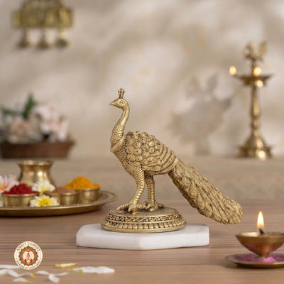 Brass Royal Peacock Showpiece for Home Decor & Vastu