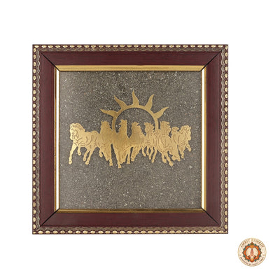 7 Horses on Raw Pyrite Frame
