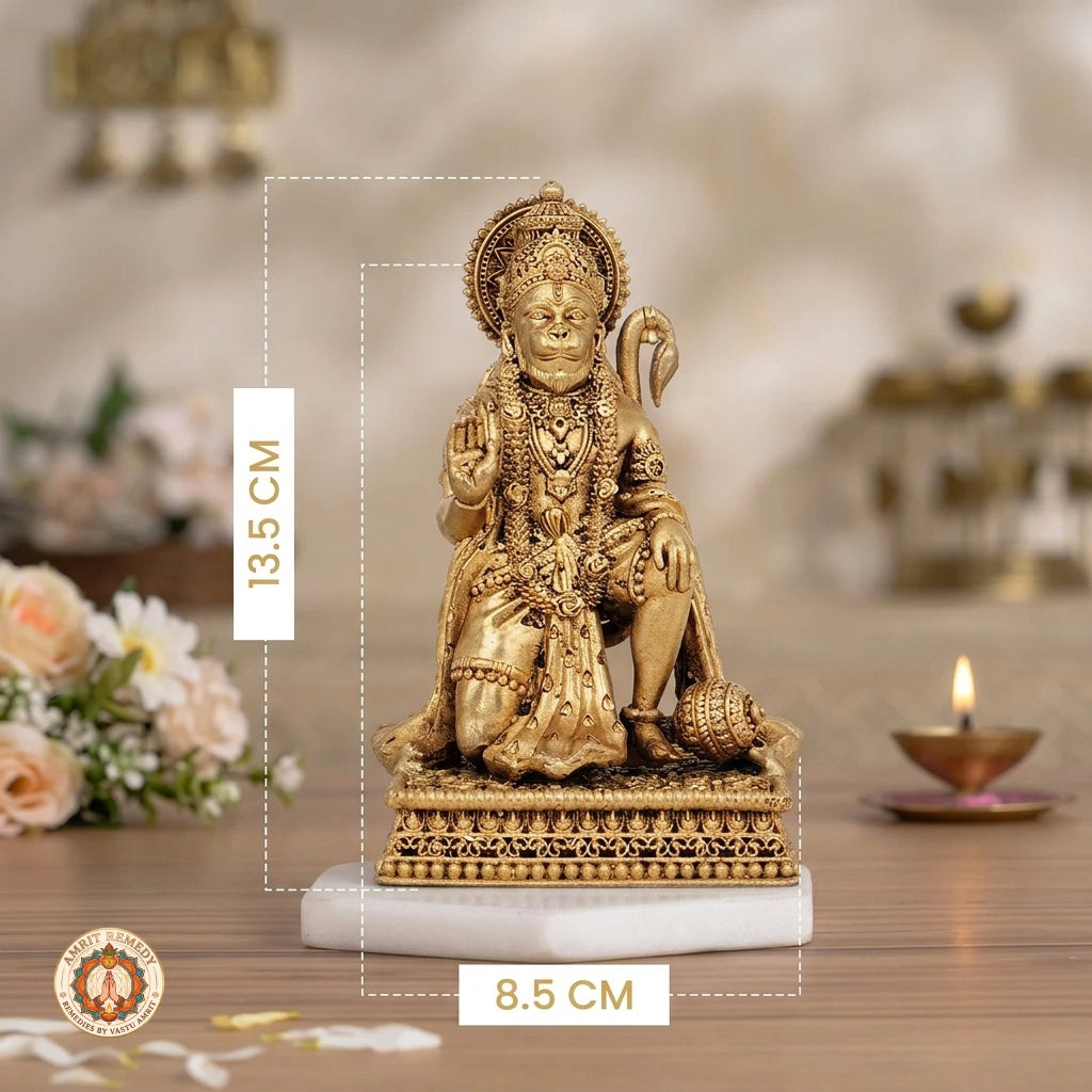 Brass Bajrangbali Murti for Courage, Protection & Vastu (13.5 cm)