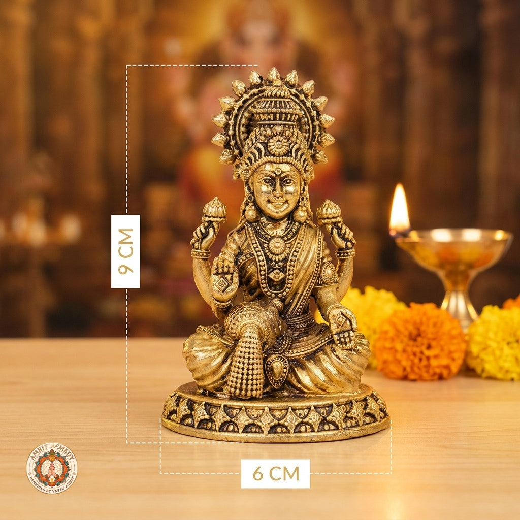 Brass Lakshmi Ganesha Murtis for Wealth, Wisdom & Vastu (9 cm)
