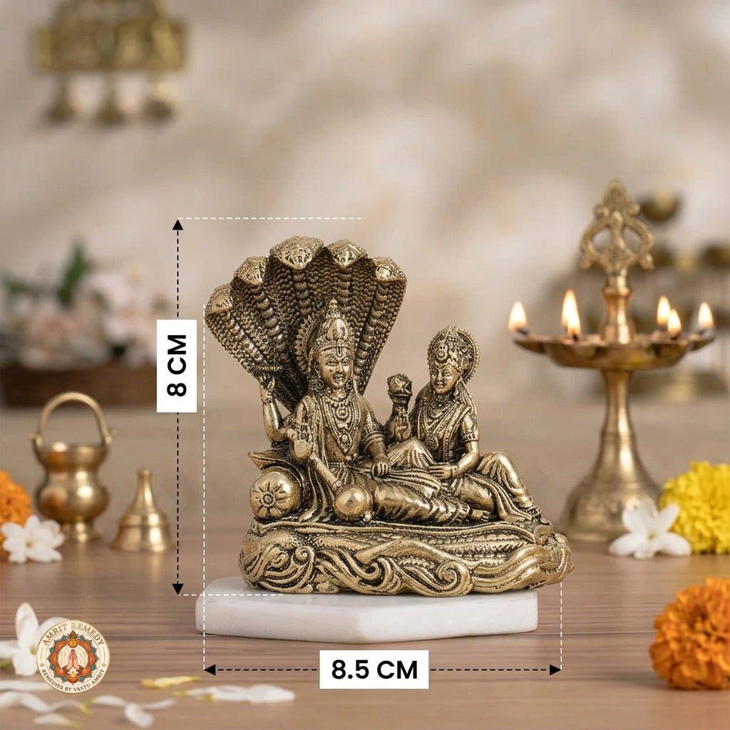Brass Vishnu Lakshmi Sheshnaag Murti for Mandir & Home Decor