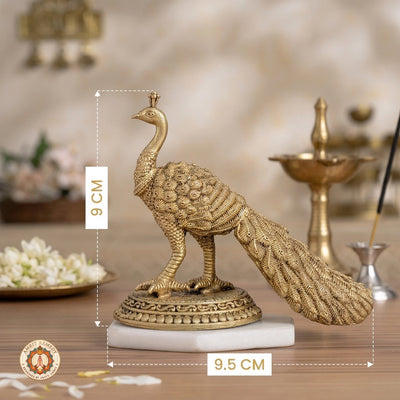 Brass Royal Peacock Showpiece for Home Decor & Vastu